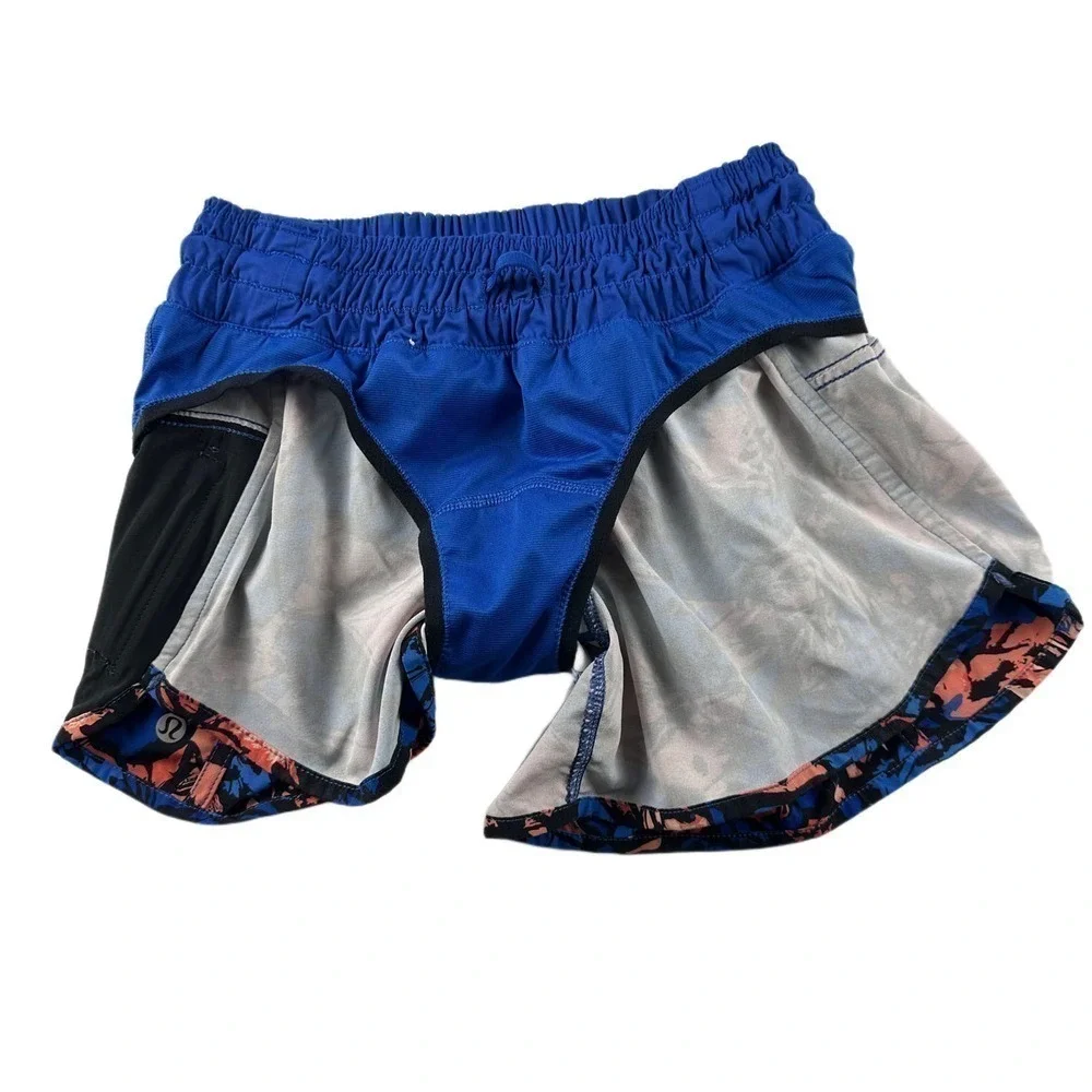 Lululemon Tracker Short IV Sz 4 Paint Storm Harbor Blue Multi Women's Activewear